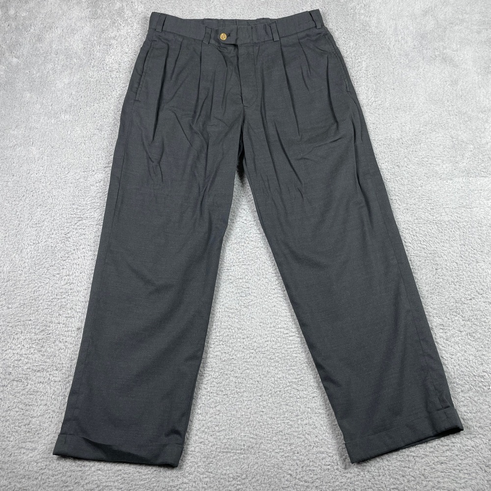 VTG Bills Khakis Dress Pant Men 34 (Fits‎ 32x28) Gray Double Pleated Made In USA